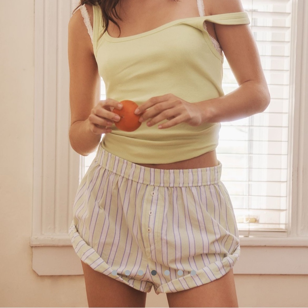 The Wren Boxer Pajama Shorts by Anthropologie in Yellow Motif - Size XL